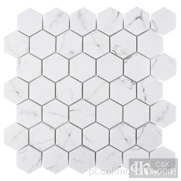 Ladrilho de mosaico de vidro hexagonal para paredes de chuveiro